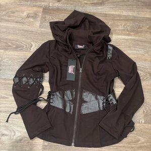 NWT Scarlet Darkness Gothic Steampunk Lace-Up Jacket Women’s Small